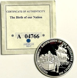 GESCHICHTE AMERIKAS RATIFIZIEREN MAYFLOWER KOMPAKTE SILBER GESCHICHTETE AMERIKANISCHE MÜNZE - Bild 1 von 5