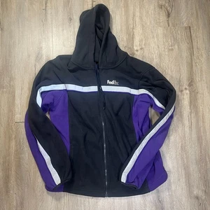 Sudadera con capucha polar Fedex cremallera completa uniforme negra púrpura mediana larga - Imagen 1 de 6