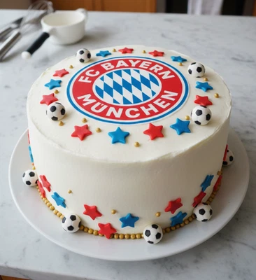 Fc Bayern München Essbar Football Tortenaufleger Torte Party Zuckermasse - Bild 1 von 4