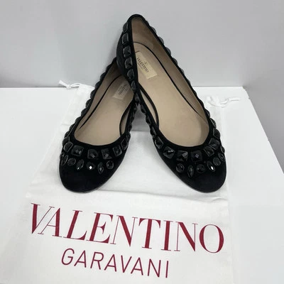 Zapatos planos Valentino Garavani de gamuza con joyas negros talla 38 1/2 9 Foto 1 de 4