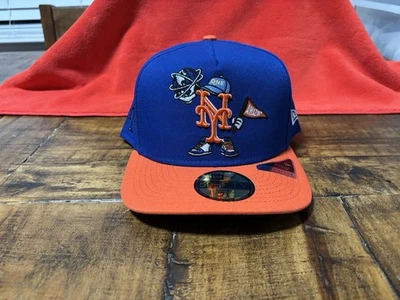 Paquete de dibujos animados de los Mets de Nueva York naranja marco en A real New Era ajustado 7 3/4 gris UV Foto 1 de 4