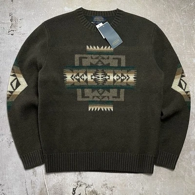 Pendleton Chief Joseph Aztec Lambswool Sweater Brown Large  $199 RTP NWT - Image 1 of 4