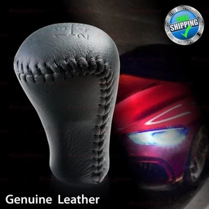 Compatible w/ Toyota only 5 Speed MT REAL BLACK Leather BLACK Threads Shift Knob - Picture 1 of 6