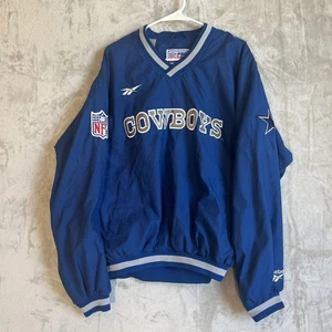 Chaqueta cortavientos Dallas Cowboys Reebok Pro Line para hombre talla grande azul vintage - Imagen 1 de 11