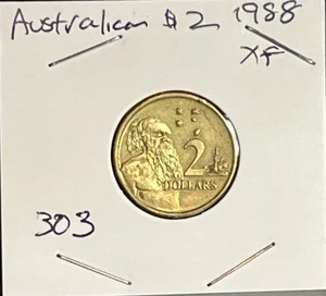 1988 Australian 2 dollar hh, First Year of Issue Australia Aboriginal Man - Picture 1 of 2