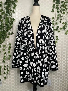 Chico’s Animal Print Long Sleeve Open Front Woman Cardigan Size 4. Rayon/nylon. - Picture 1 of 21