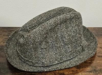 Sombrero Fedora Pluma Stetson Vintage • 100% Lana Pura Gris • Talla 7 1/4 EE. UU. Foto 1 de 4