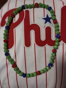 Philadelphia Phillies Beaded Necklace MLB Bryce Harper Inspired Phanatic Sparkly - Picture 1 of 4