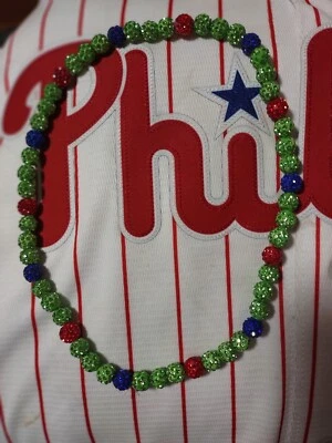 Philadelphia Phillies Beaded Necklace MLB Bryce Harper Inspired Phanatic Sparkly - Image 1 of 4