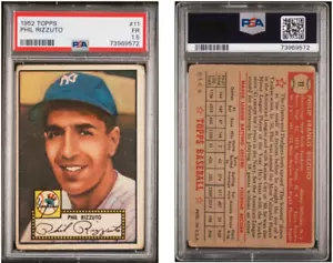 1952 Topps #11 Phil Rizzuto New York Yankees Salón de la fama PSA 1,5 - Imagen 1 de 1