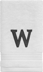 Avanti Linens - Monogram Embroidered Fingertip Towel, 100% Cotton, W, White  - Picture 1 of 1