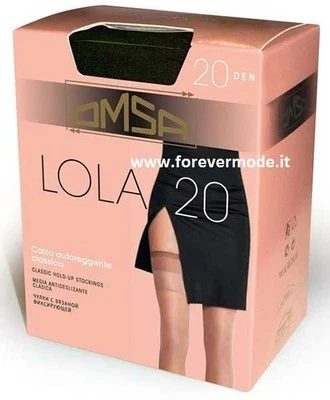 5 Paia di Autoreggenti donna Omsa classiche velate con balza liscia art Lola 20