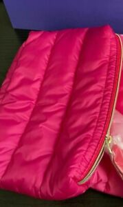 ESTEE LAUDER PINK STRIPE PUFFY QUILTED MAKEUP BEAUTY BAG 9*6*2"
