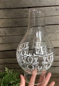 Vtg Glass Oil Lamp Hurricane Shade Torch Leaves Wreath Greek Roman 9.5" Tall - Picture 1 of 5