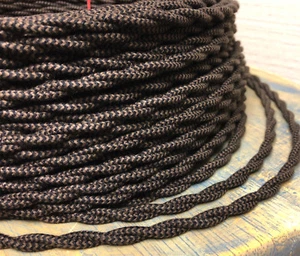 Cloth Covered Twisted Wire -Black/Brown Pattern, Vintage Style Braided Lamp Cord - Picture 1 of 8