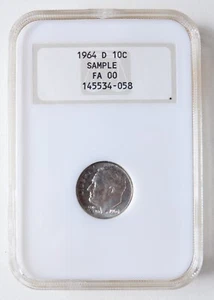1964-D Roosevelt Silver Dime NGC Sample Older Fatty Slab - Cracked Free Shipping - Picture 1 of 11