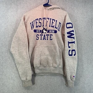 Vintage Champion Westfield State College Hoodie Adult Small Gray Owl Sweatshirt - Picture 1 of 9