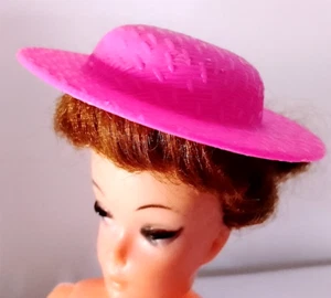 BARBIE 80s cappello tesa larga rosa fucsia plastica - Foto 1 di 3
