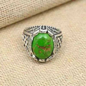 Green Copper Turquoise 925 Sterling Silver Beautiful Men's Ring All Size  D91 - Picture 1 of 4