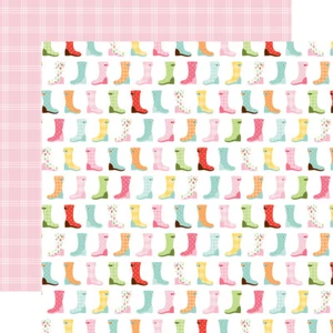 2 Hojas de Papel Echo Park BIENVENIDO PRIMAVERA 12x12 Cartulina - Botas de Lluvia - Imagen 1 de 1