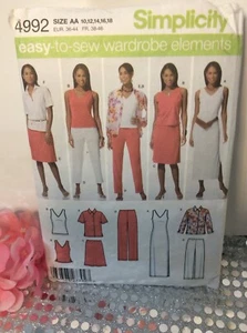Simplicity 4992 SIZE 10-18 Shirt Dress Skirt & Pants Sewing Pattern Uncut - Imagen 1 de 6