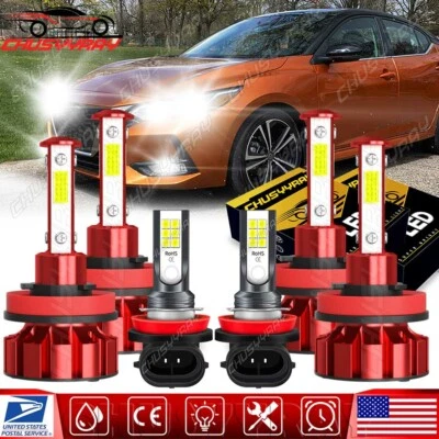 For  Sentra 2013-2019 Combo LED Headlight + Fog Light White Bulbs 6pcs - Image 1 of 4