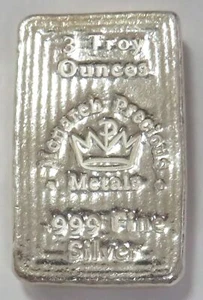MONARCH PRECIOUS METALS SILVER 3oz .999 FINE HAND POURED BAR - Picture 1 of 3