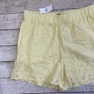 Pantalones Cortos Ann Taylor Mezcla de Lino Amarillo Con Acento Floral Para Mujer Pequeños Nuevos con Etiquetas O1 Foto 1 de 4