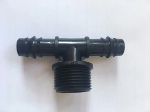 Hozleock Compatible Barbed Male Irrigation Tee 13mm- 3/4"-13mm BSP Thread - Picture 1 of 3