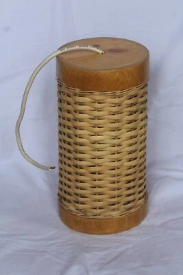 Candelabro pingente de vime madeira bambu teto pendurado luminária vintage - Imagem 1 de 4