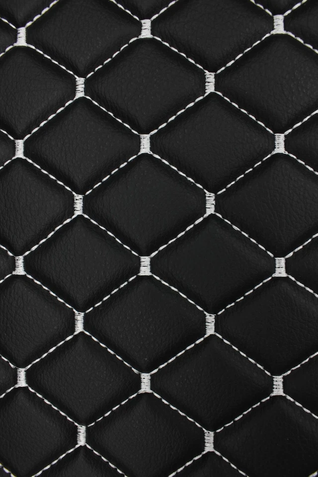 Tela de tapicería de cuero sintético grano vinilo acolchado diamante | 2"x2" -4 mm espuma 55" Foto 1 de 4