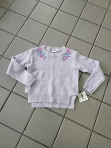 NWT Girls M(7/8) Falls Creek Embroidered Sweater Lilac Purple Flowers Soft Cozy - Picture 1 of 10