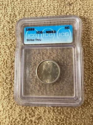 1889 Liberty V Nickel ICG MS63. Strike thru. Free Shipping. - Image 1 of 4