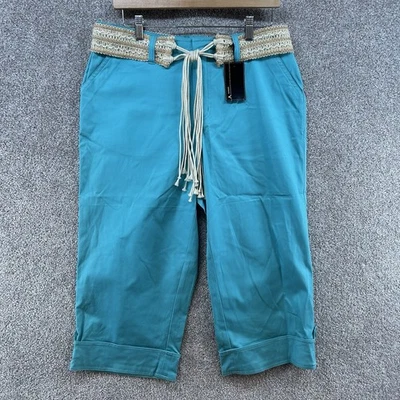 Pantalones capri Venezia para mujer talla 14 azules tiro alto con puños nuevos con etiquetas Foto 1 de 4