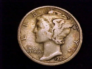 1927-P  Mercury Dime, Very Good grade.  A nice coin. - Picture 1 of 2