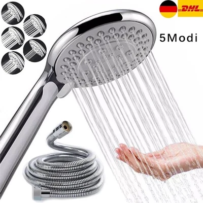 Handbrause Duschkopf Brausekopf 5 Strahlarten mit 1.5M-Schlauch Bad Wassersparen - Bild 1 von 4