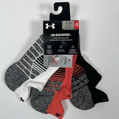 Under Armour UA Elevated+ Cushioned No Show Tab Socks (3 Pack) Men’s 4-8  NEW - Image 1 of 4