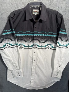 Vtg Cumberland Outfitters Southwestern Shirt Aztec Black Pearl Snap Cowboy Sz XL - Picture 1 of 15