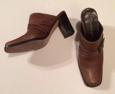 Gianni Bini Frontier Shoes Mules Clogs Brown Buckle Leather Women ‘s Sz 7.5 M - Image 1 of 4
