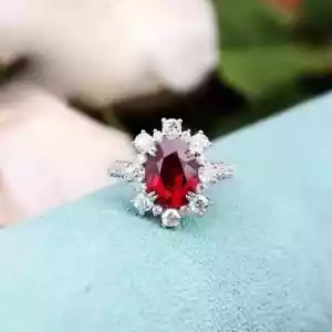 AAA 3.50 Ct Oval Cut Ruby &Diamond Wedding Engagement Ring 14K Solid White Gold - Picture 1 of 6