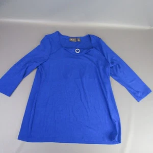 Chico's Travelers Keyhole Shirt Women's Size 2 Blouse L 12 Large Lightweight - Picture 1 of 7