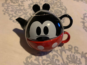 Disney Mickey Mouse Tea Set for One Stacking Cup Teapot 3 Piece NEW