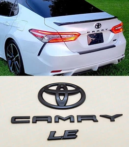 Matte Blackout Overlay Emblem Badge Kit fit TOYOTA 2018-2024 Camry LE GEN OEM - Picture 1 of 6