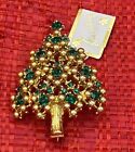 EISENBERG ICE Costume Gold Tone CHRISTMAS TREE BROOCH Vintage w/Original Tag
