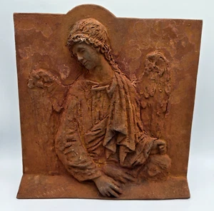 Religious Art Plaque Angel Plaster Wall Hanging Relief Artist Signed T. Misztal - Picture 1 of 21