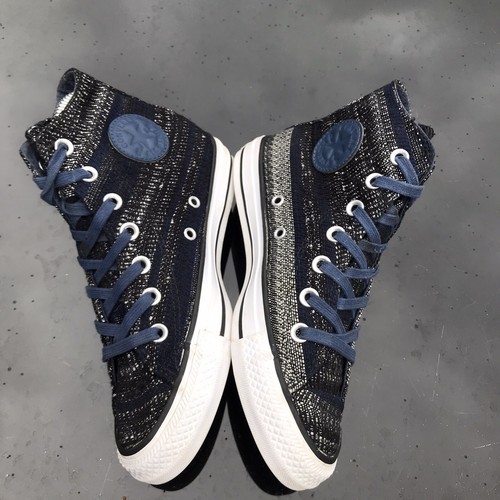 Chuck Taylor Converse Allstars donna taglia UK 3s blu navy design stile tessuto