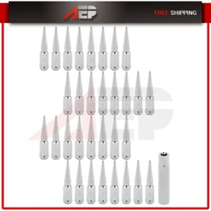 32 Chrome 9/16-18 Lug Nuts + 1 Tool Fits Dodge Ram 2500 3500 Ford F-250 F-350 - Picture 1 of 11