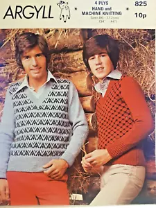 Vintage Hand/Maschine Strickmuster**Mann FAIR ISLE Pullover**Brustumfang 34-44" - Bild 1 von 1