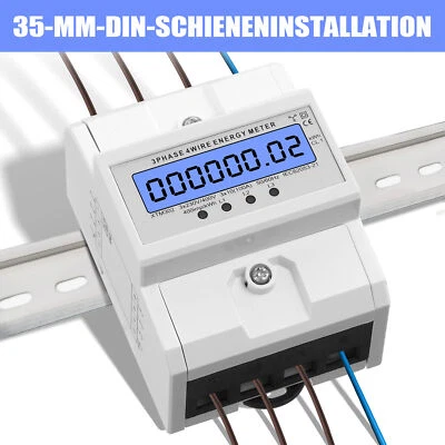 DENOTIP Drehstromzähler geeicht für DIN Hutschiene + 5(100)A 230/400V 3 Phasen 4 Draht