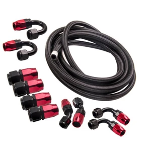 AN8 -8AN Nylon Steel Braided Oil Fuel Line Hose End Fitting Adaptor Kits 16FT - Picture 1 of 12
